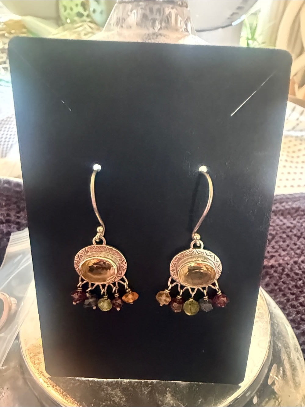 Citrine Garnet Peridot Sapphire Ruby Earrings 925SS